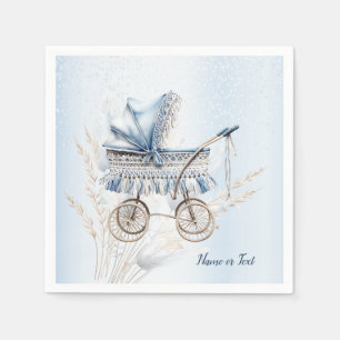 Serviette En Papier Bleu Bleu Flore Belle fête