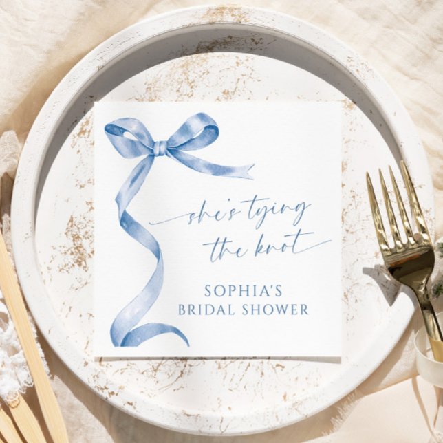 Serviette En Papier Bleu Bow Elle Attache La Fête des mariées Du Noeud (Créateur téléchargé)