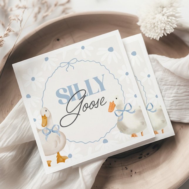 Serviette En Papier Bleu Bow Silly Goose Coquette Anniversaire (Créateur téléchargé)