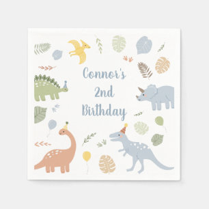 Serviette En Papier Bleu Boy Boho Dinosaur Anniversaire