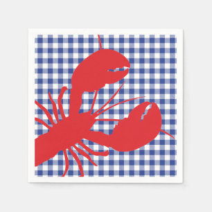 Serviette En Papier Bleu Buffalo Plaid Rouge Homard Famille Texte de r