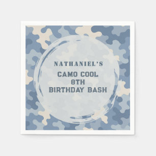 Serviette En Papier Bleu Camo Militaire Anniversaire   Parti de l'armé