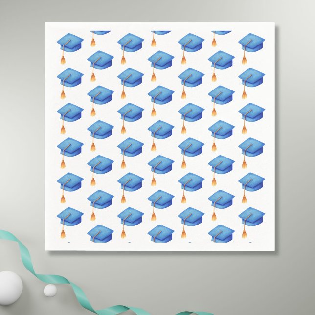 Serviette En Papier Bleu Cap Graduation personnalisée Napkin (Créateur téléchargé)