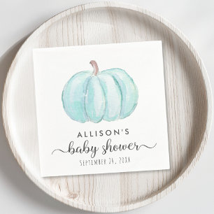 Serviette En Papier Bleu Citrouille Aquarelle bébé garçon douche