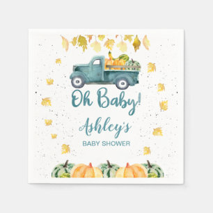 Serviette En Papier Bleu Citrouille Camion Feuilles d'automne Baby sho