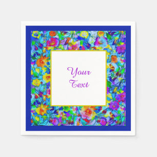 Serviette En Papier Bleu clair floral