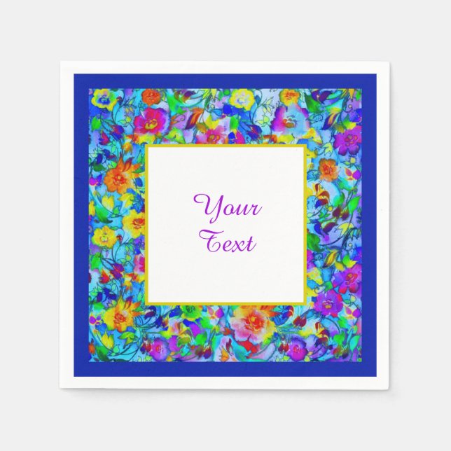 Serviette En Papier Bleu clair floral (Devant)