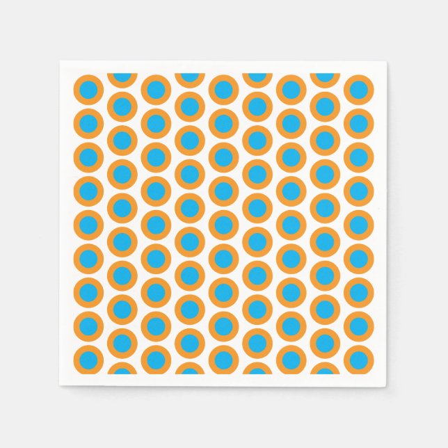 Serviette En Papier Bleu clair Orange Pois Moderne Funky (Devant)