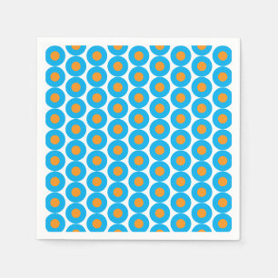 Serviette En Papier Bleu clair Orange Pois Moderne Funky