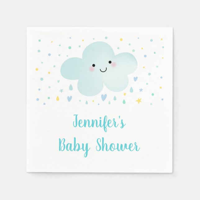 Serviette En Papier Bleu Cloud Stars Bleu Baby Sprinkel (Devant)