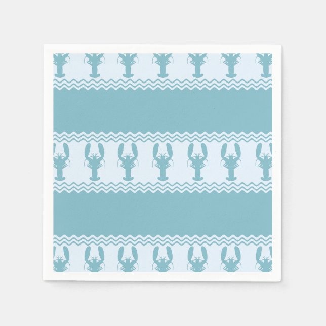 Serviette En Papier Bleu Côtier Bandes de Homard (Devant)