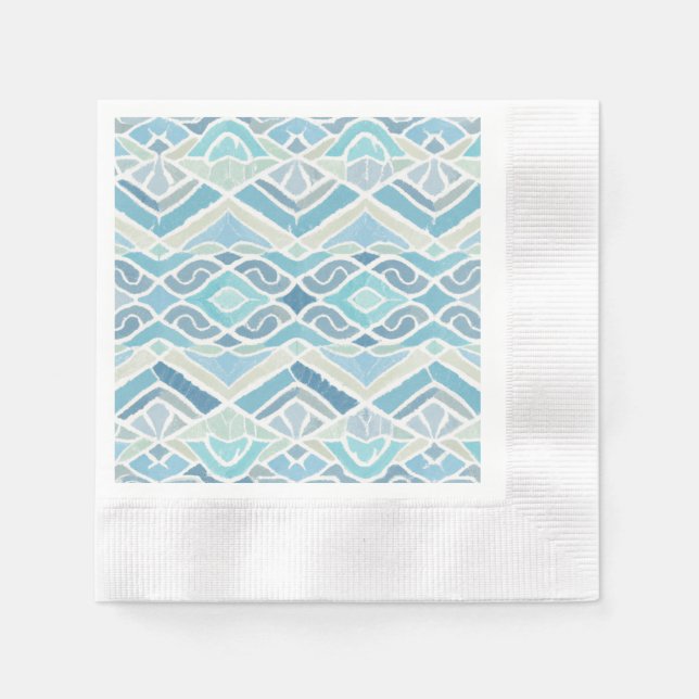 Serviette En Papier Bleu côtier/plage/nautique (Devant)