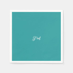 Serviette En Papier Bleu couleur unie tendance pastel initiales nom