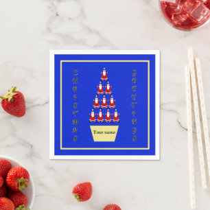 Serviette En Papier Bleu d'arbre de Noël du père noël Personnaliser