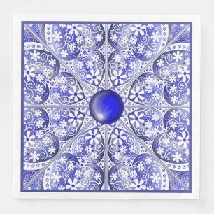 Serviette En Papier Bleu de dentelle en céramique de Grèce