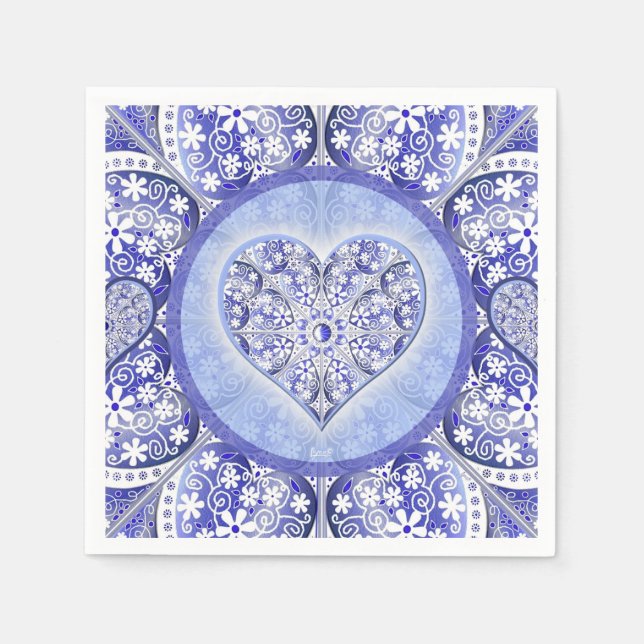Serviette En Papier Bleu de dentelle en céramique de Grèce (Devant)