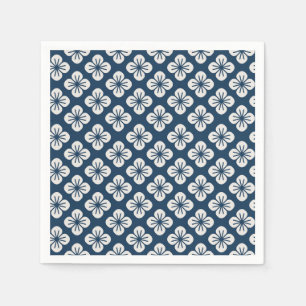 Serviette En Papier Bleu de la marine japonais Motif géométrique flora