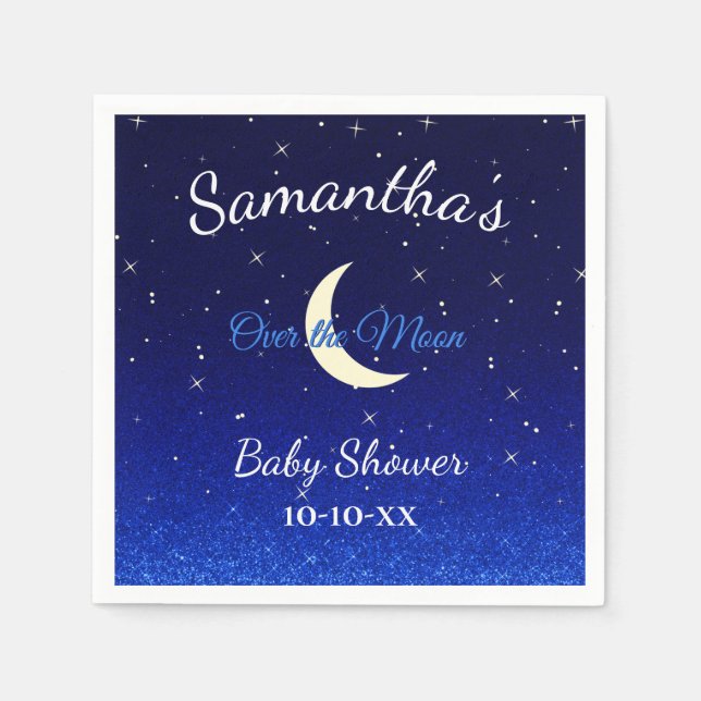 Serviette En Papier Bleu de minuit sur le Baby shower de la lune (Devant)