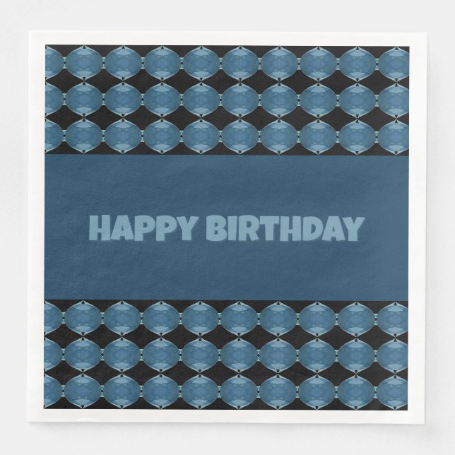 Serviette En Papier Bleu Denim Imprimé (Devant)