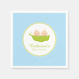 Serviette En Papier Bleu deux pois en papier Baby shower Pod Napkin