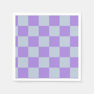Serviette En Papier Bleu doux et À damiers lavande