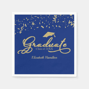 Serviette En Papier Bleu du groupe de graduation Gold Foil