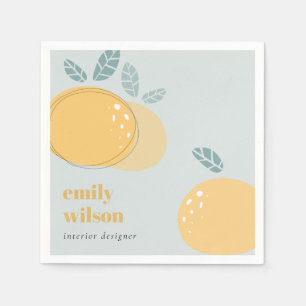 Serviette En Papier Bleu Dusky Cute Orange Abstrait Gras Citrus Fruité