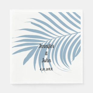 Serviette En Papier Bleu Dusty Tropical Palm Tree feuille mignonne Mar