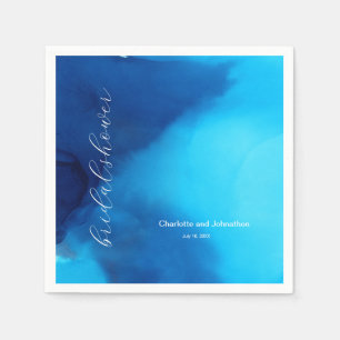 Serviette En Papier Bleu Électrique Simple Encre Moderne