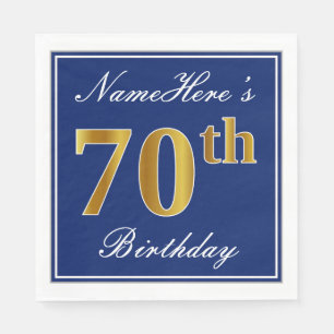 Serviette En Papier Bleu élégant, anniversaire d'or de Faux