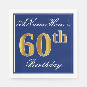 Serviette En Papier Bleu élégant, anniversaire d'or de Faux