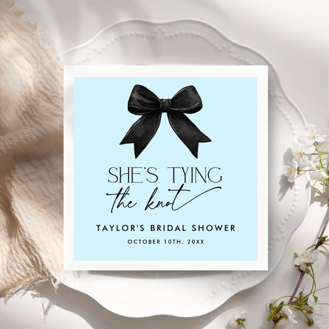 Serviette En Papier Bleu Elle noue la Fête des mariées du noeud (Créateur téléchargé)