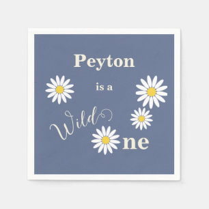 Serviette En Papier Bleu et blanc marguerite sauvage un premier annive