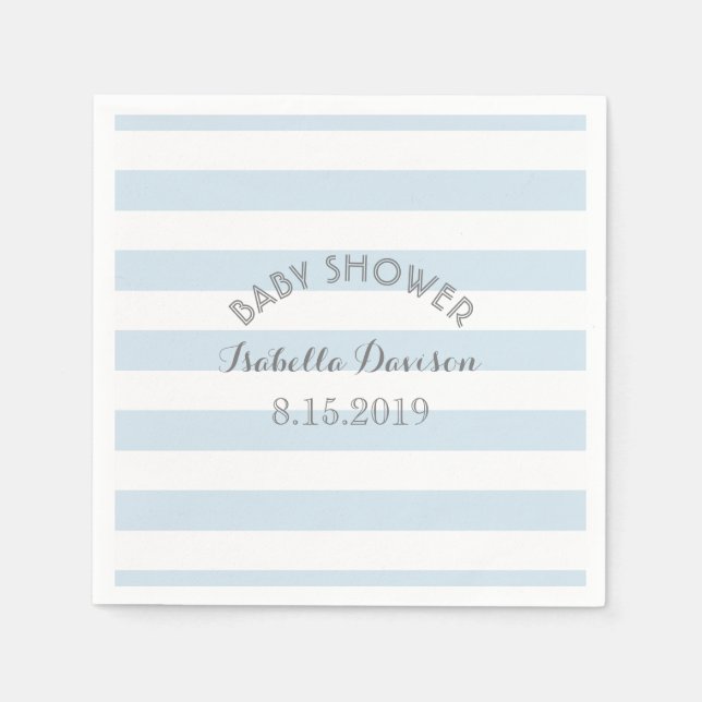 Serviette En Papier Bleu et blanc rayures baby shower papier serviette (Devant)
