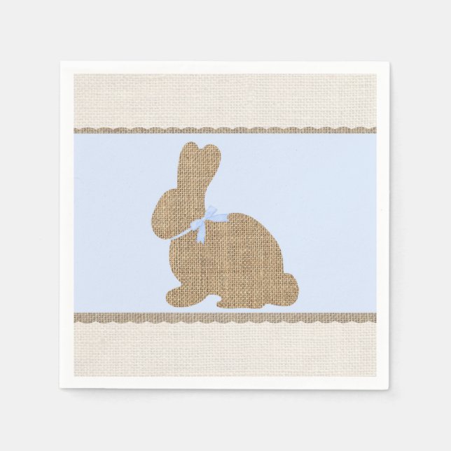 Serviette En Papier Bleu et Burlap Grotte rustique Baby shower de Pâqu (Devant)