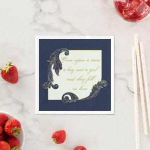 Serviette En Papier Bleu et or