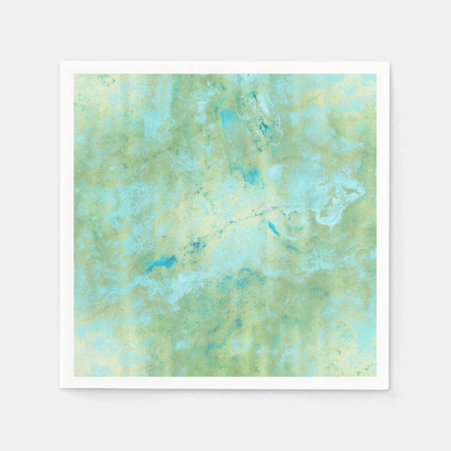Serviette En Papier Bleu et Or Moderne Marbré Abstrait Éclaboussure de (Devant)