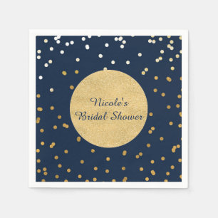 Serviette En Papier Bleu et or pailleté confettis points chic moderne