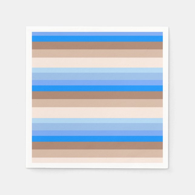 Serviette En Papier Bleu et rayures Brown (Devant)