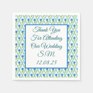 Serviette En Papier Bleu et vert grand-millénaires Hydrangea Ditsy