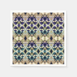 Serviette En Papier Bleu ethnique, ikat beige