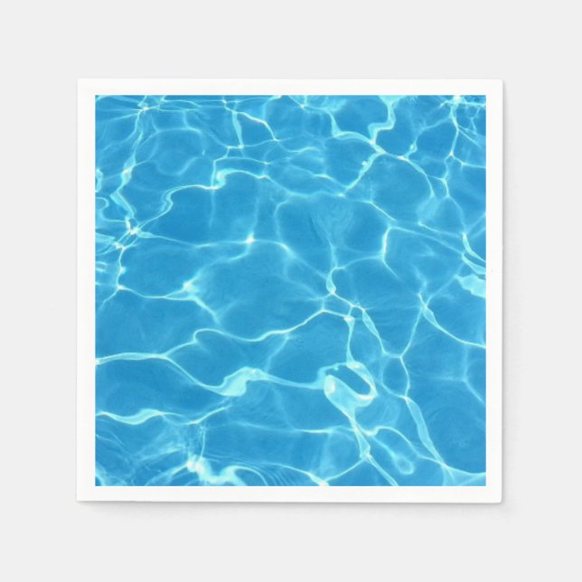 Serviette En Papier Bleu étincelant Piscine Bleu Eau Aquatique (Devant)