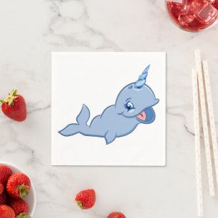 Serviette En Papier Bleu étroit   Adorable bébé Kawaii Ocean Anniversa