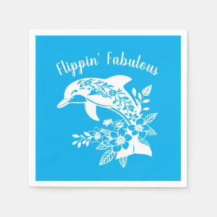 Serviette En Papier Bleu fabuleux de Hawaiian Dolphin Flippin