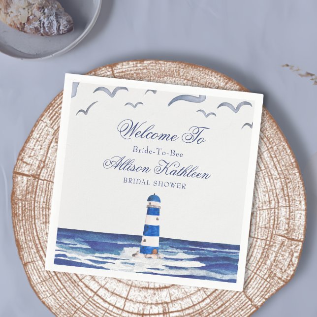 Serviette En Papier Bleu Fête des mariées côtière marine (Créateur téléchargé)