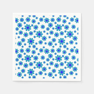Serviette En Papier Bleu Floral Repeating Daisy Motif