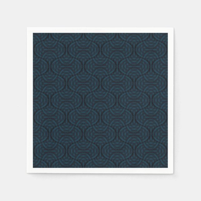 Serviette En Papier Bleu foncé élégant dans un style art déco. (Devant)