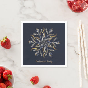 Serviette En Papier Bleu foncé et or Étincelle de minuit Étoiles Nouve