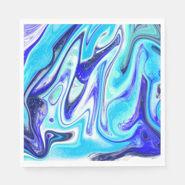 Serviette En Papier Bleu fondu | Marble Fluid Art (Devant)