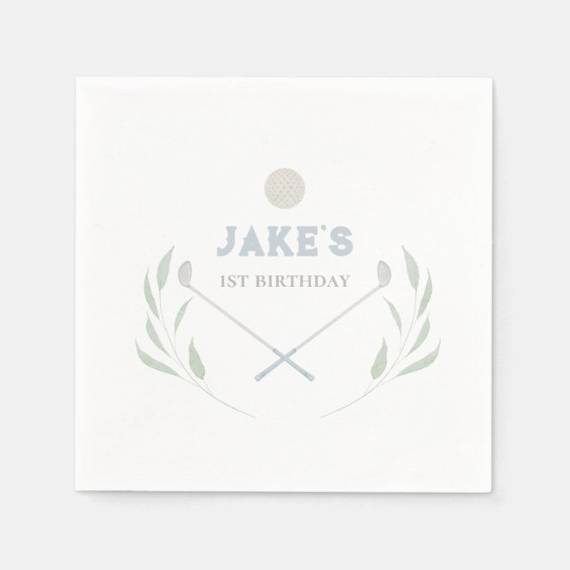 Serviette En Papier Bleu Golf Anniversaire Plaques papier (Devant)